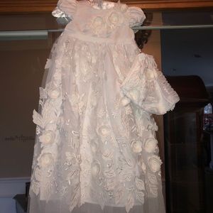 Baptism baby gown dress white 0-3 months